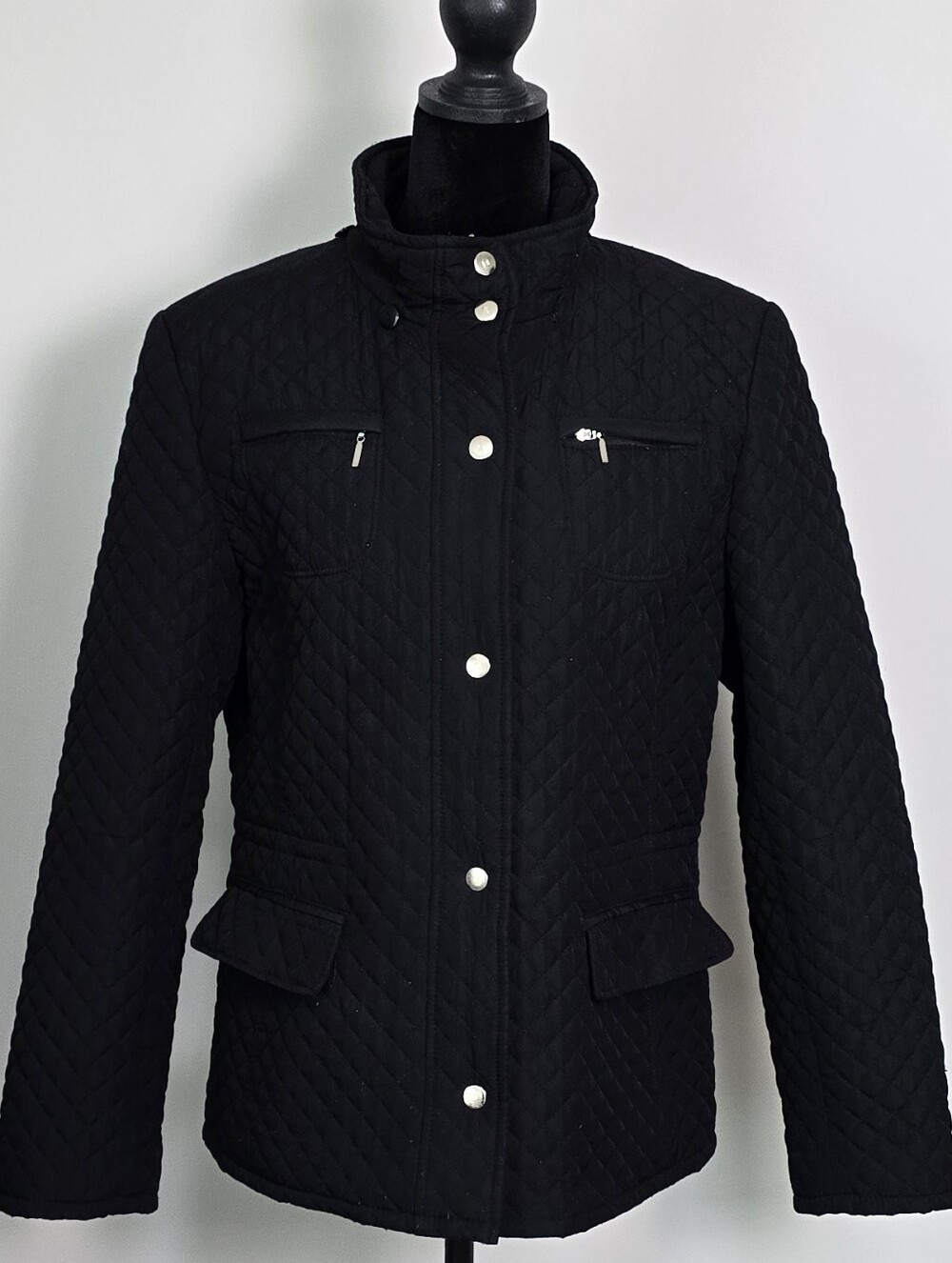 St. John's Bay Black Quilted Puffer Jacket with Stand Collar